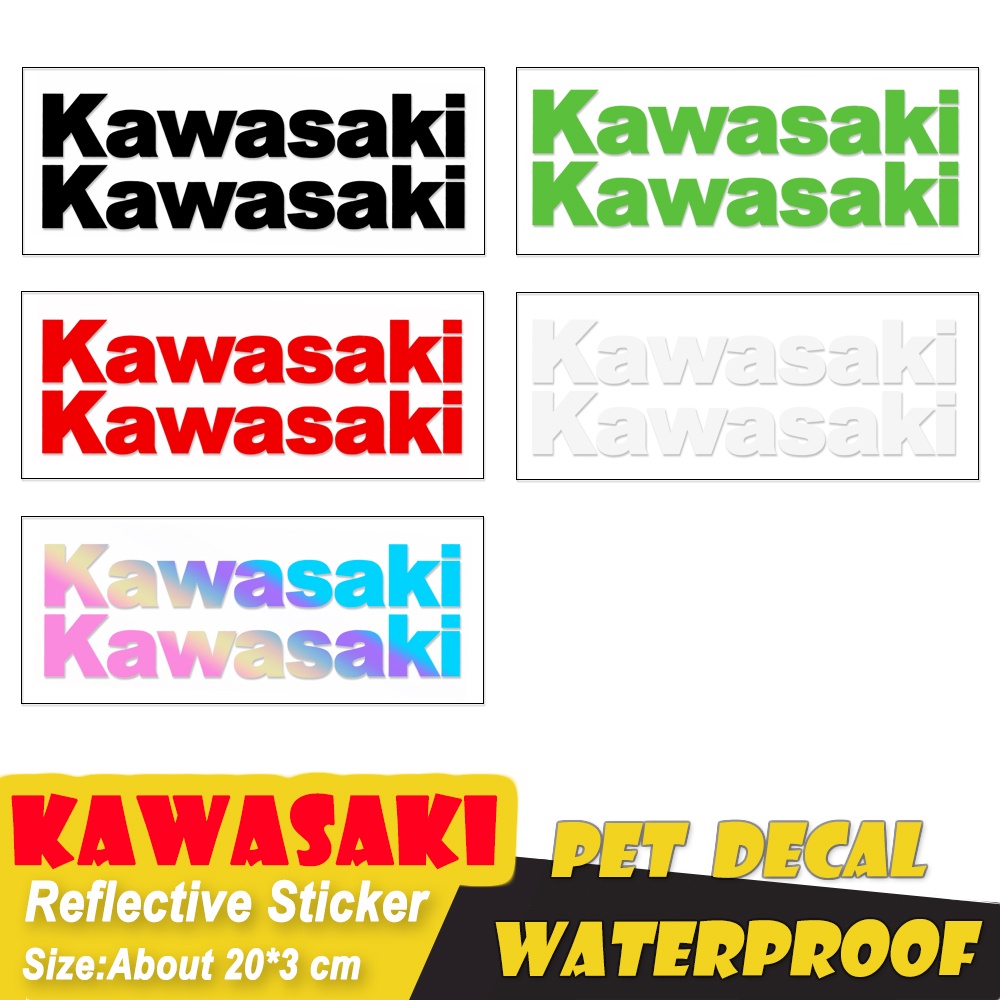 Nhãn dán logo phản quang họa tiết chữ cái Kawasaki bắt mắt cao cấp dùng trang trí xe moto