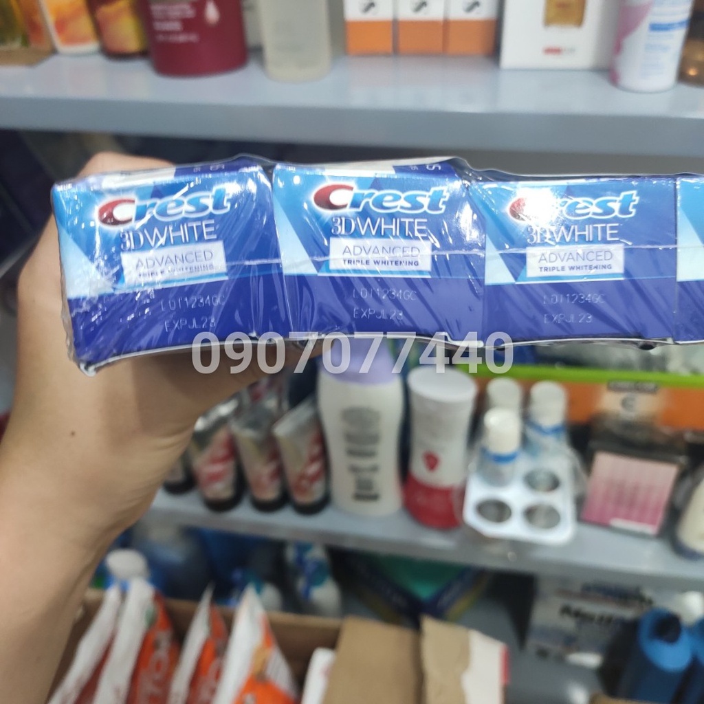 Kem đánh răng Crest 3D White date 10/2023 Advanced Triple Whitening 158gr  - EDS Hàng Mỹ