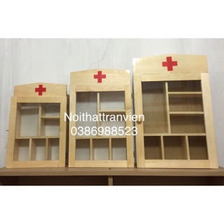 Tủ thuốc. Tủ y tế cỡ trung gỗ cây chắc chắn