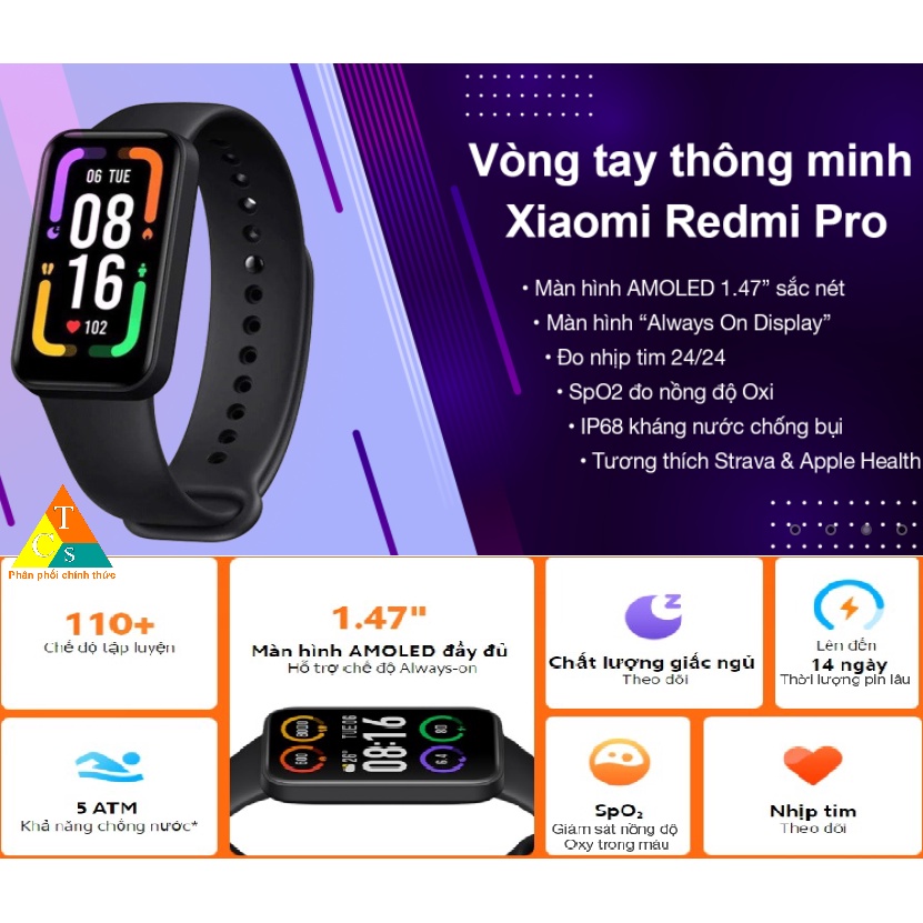 Vòng tay thông minh XM Redmi Smart Band Pro BHR5501GL M2101B1 Quốc Tế