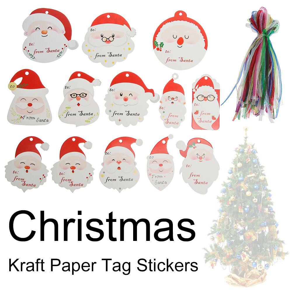 PINEVN Set 60 Nhãn Dán Trang Trí Quà Bằng Giấy In Họa Tiết Ông Già Noel DIY
