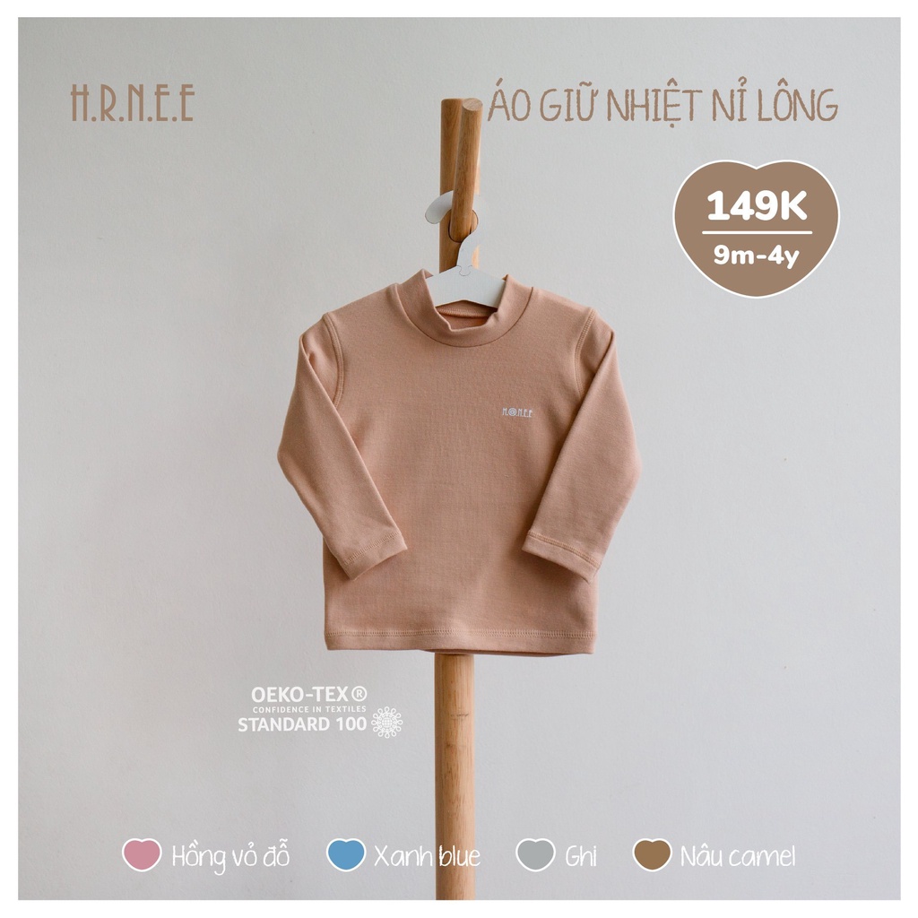 [CHÍNH HÃNG] Áo giữ nhiệt nỉ lông mềm mại thu đông trẻ em Hrnee