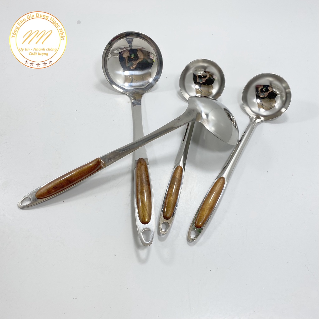 Muôi Múc Canh Inox Vân Gỗ - Muôi Múc Canh Inox Cao Cấp