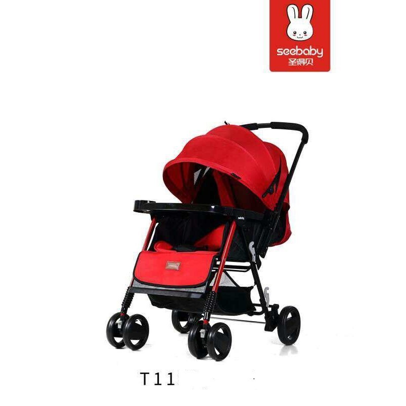 Xe đẩy trẻ em cao cấp 2 chiều Seebaby T11 có chống sóc (KÈM ĐỆM + MÀN CHE) BẢO HÀNH 1 NĂM