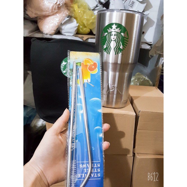 LY GIỮ NHIỆT STARBUCK MÀU BẠC 900ml SIÊU HÓT