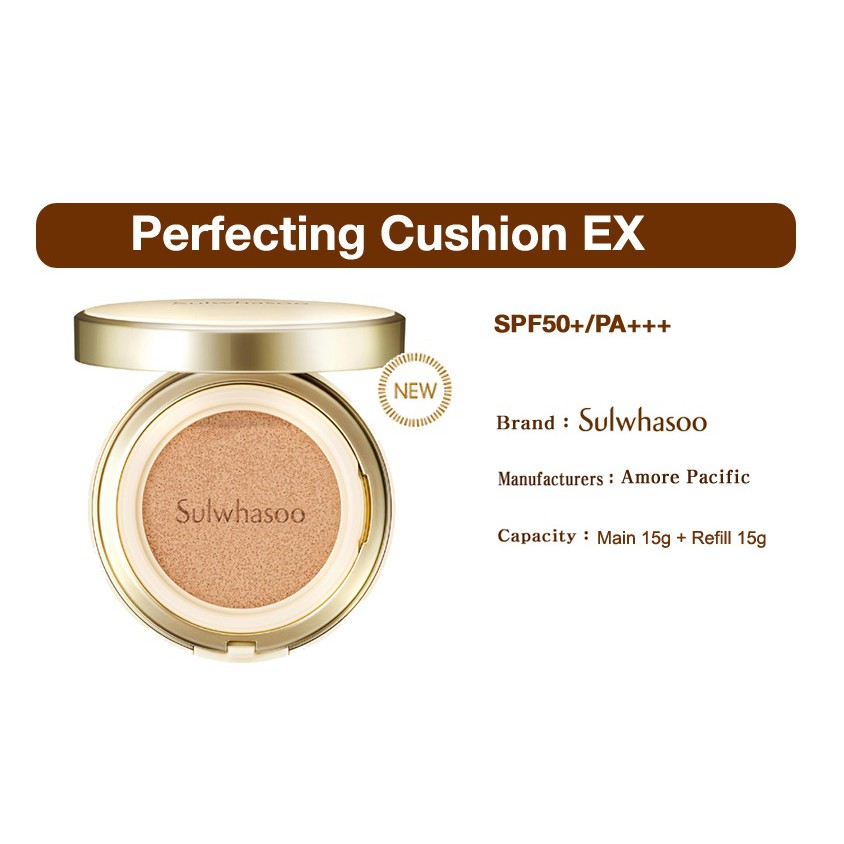 [Sulwhasoo]Cushion 15g + 15g Refill💝THƯƠNG HIỆU HÀN QUỐC💝Snowise Brightening Perfecting Cushion EX Intense SPF50+ PA+++ Mỹ phẩm HÀN QUỐC