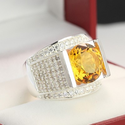 Nhẫn bạc 925 nam đá vàng sang trọng NNA0109 Trang Sức TNJ