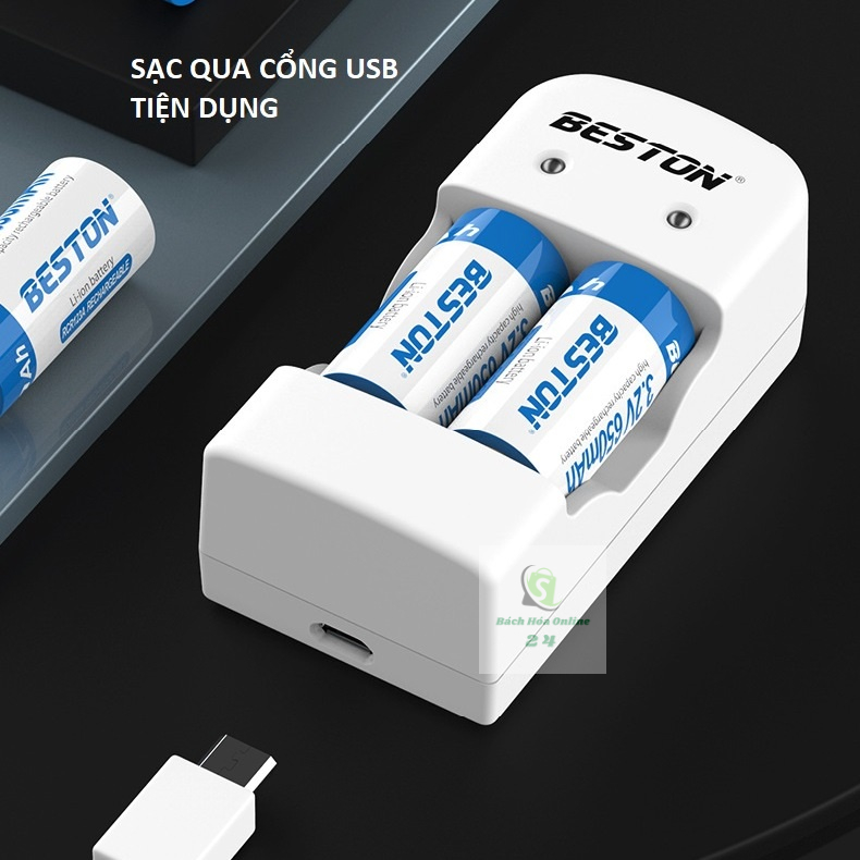 Bộ sạc pin 3V Beston CD643 kèm 2 pin sạc RCR123A Dung lượng cao dùng cho máy ảnh, camera, thiết bị đo, đèn pin, ống nhòm