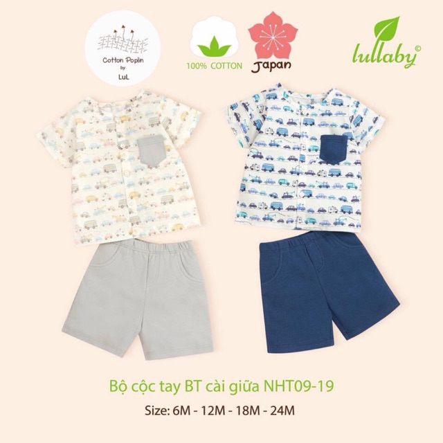 LULLABY 2019 - Bộ bé trai Lullaby cộc tay cho bé từ 3 tháng đến 4 tuổi