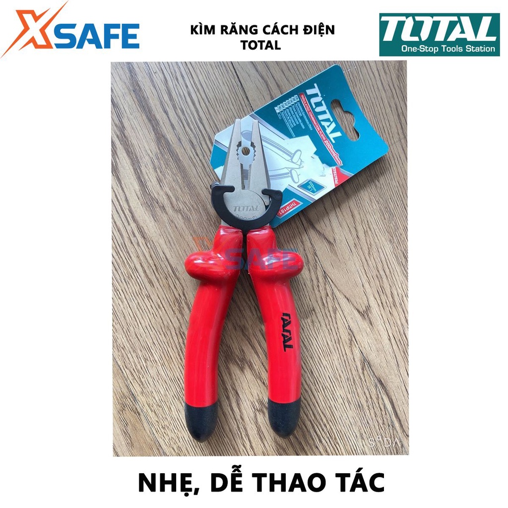 Kềm răng cách điện TOTAL Kìm cách điện kích thước 7-8 inch, kiểm tra 10000V, thép hợp kim cao cấp, bền bỉ - [XSAFE]