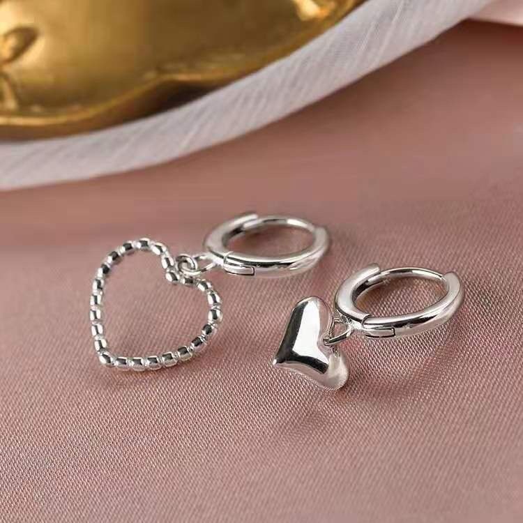 Set 2 khuyên tai hình trái tim thời trang cho nữ
