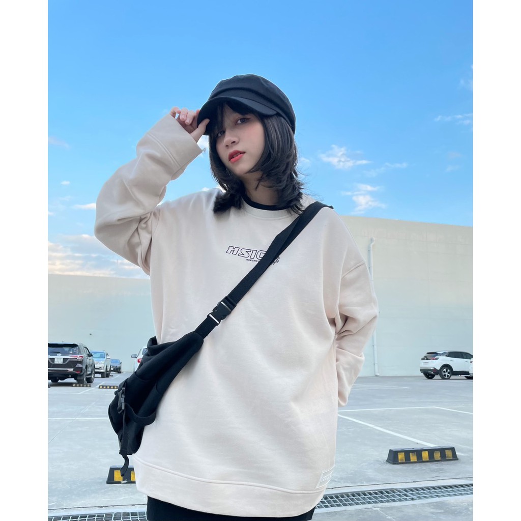 Áo sweater 2 cổ (kem)