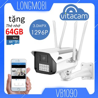 Vitacam vb1090 camera wifi ngoài trời 3.0mpx 1296p đèn led có màu ban đêm