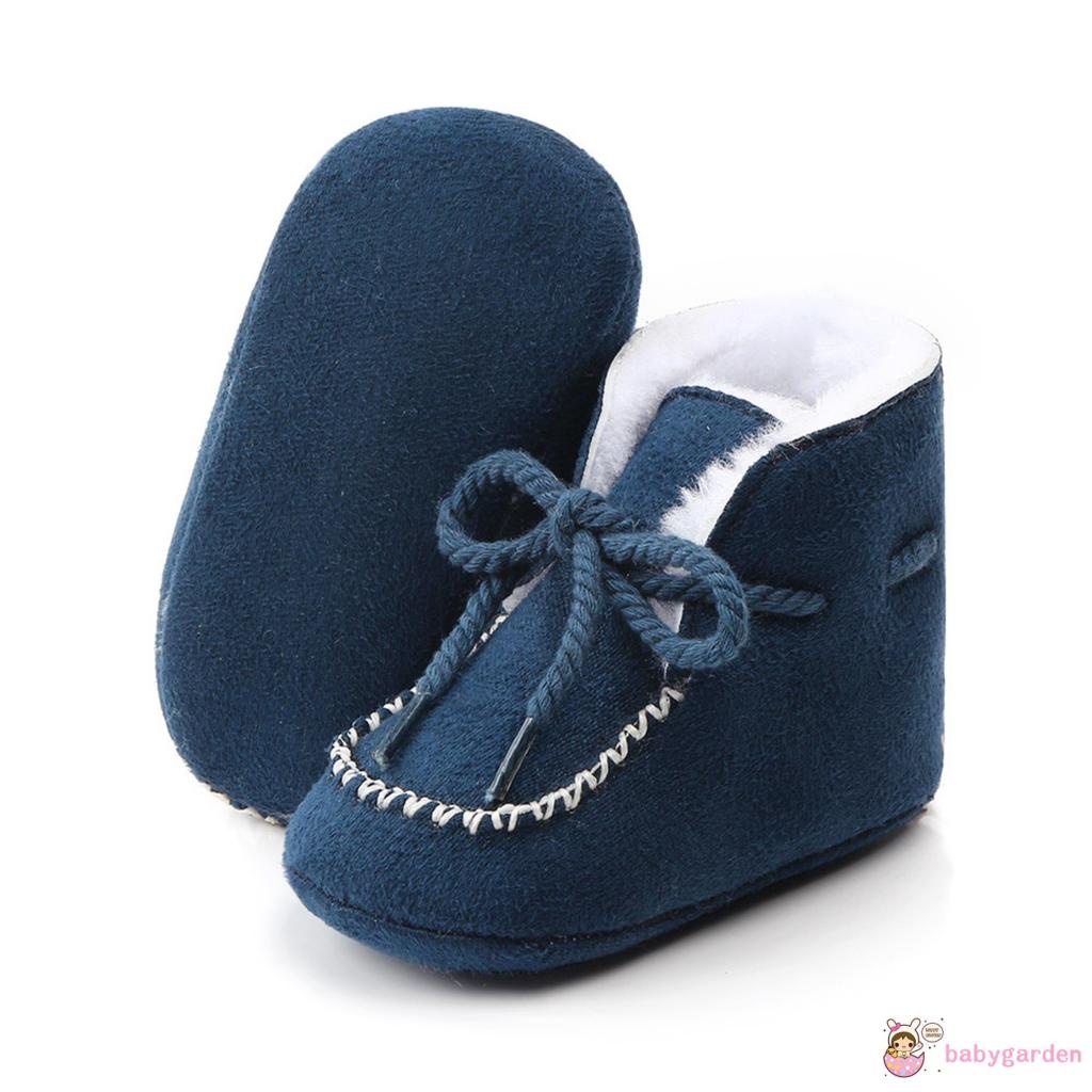 Babygarden-giày Tập Đi Đế Phẳng Dày Dặn Lót Lớp Lót Dây Rút Có Thể Điều Chỉnh Chống Trượt Giữ Nhiệt Sớm Cho Bé