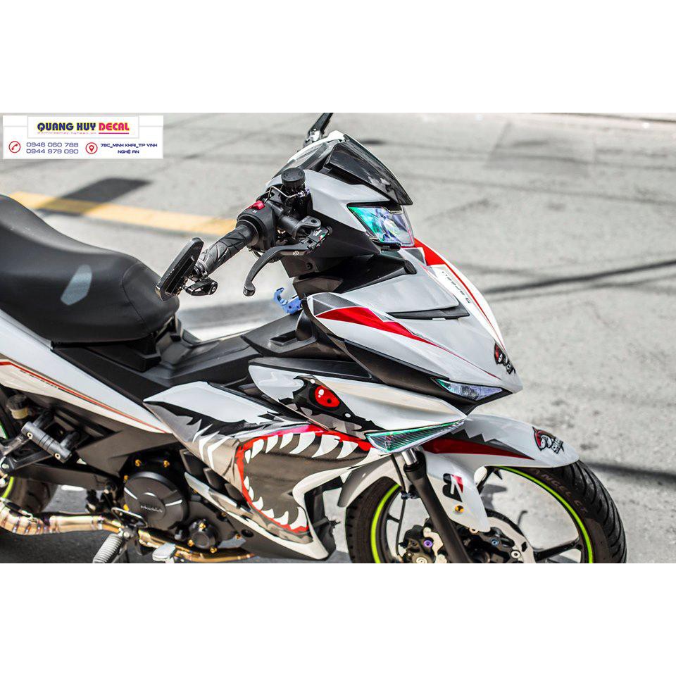 Tem trùm exciter 150 cá mập trắng đen shark, độ team decal xe ex dán đời 2015-2020