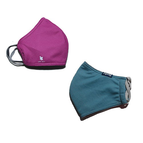 Combo khẩu trang chống nắng UPF50+ zigzag hồng đậm+ xanh nhạt