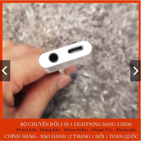 Jack - Cáp chuyển đổi dùng Bluetooth chân Lightning sang 2 đầu: tròn 3.5mm và Lightning-Vừa Sạc Vừa Cắm Tai Nghe Fullbox