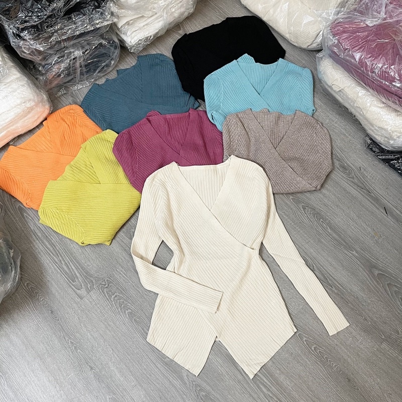 BÁN SỈ ÁO LEN CỔ TIM VẠT CHÉO QC CHO NỮ | BigBuy360 - bigbuy360.vn