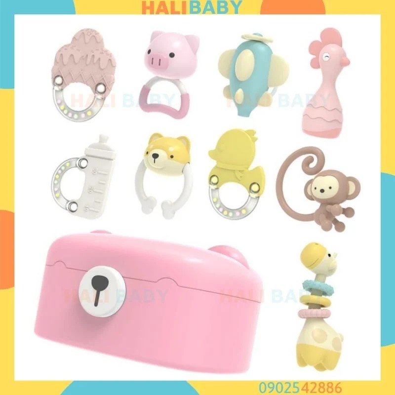 Xúc xắc gặm nướu Hàn Quốc Goryeo Baby nhựa ABS an toàn cho bé 9 món Halibaby XX03
