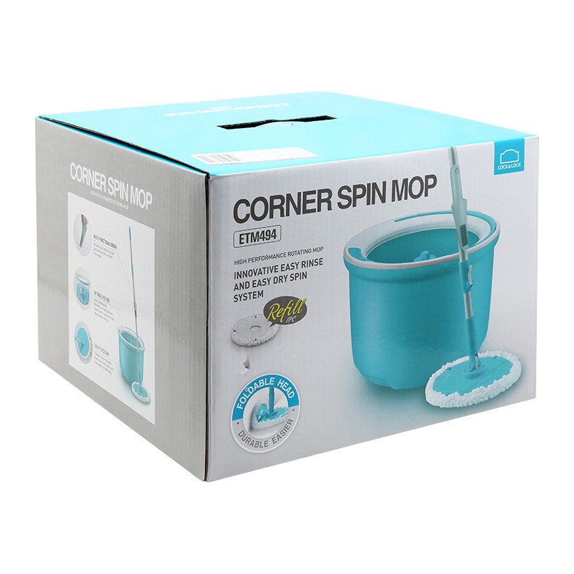 Bộ Lau Nhà Xoay Tay 360 Độ Lock&Lock Corner ETM494 Kèm 2 Bông Lau