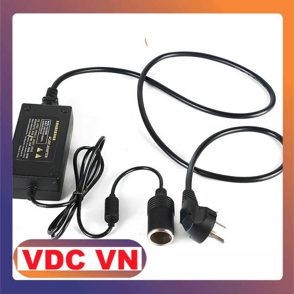 Bộ Adapter Chuyển Đổi Điện AC 220V Sang DC 12V Dùng Cho Máy Bơm, Máy Hút Bụi Ô Tô Xe Hơi 60W -VUADOCHOI