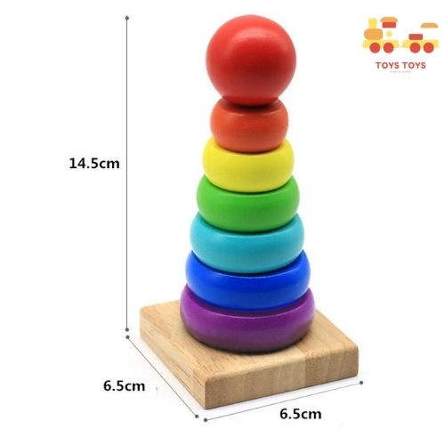 Đồ Chơi Gỗ Tháp Cầu Vồng Luyện Thả Vòng Vào Thanh Gỗ Đồ Chơi Giáo Dục MONTESSORI