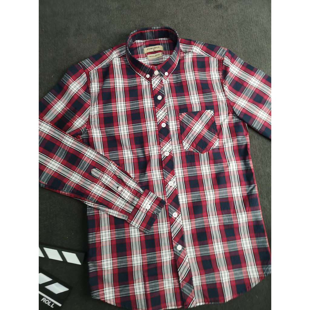 [Mã FAMAYMA2 giảm 10K đơn 50K] Áo sơ mi cao cấp 2020,100% cotton,màu đỏ,kẻ caro