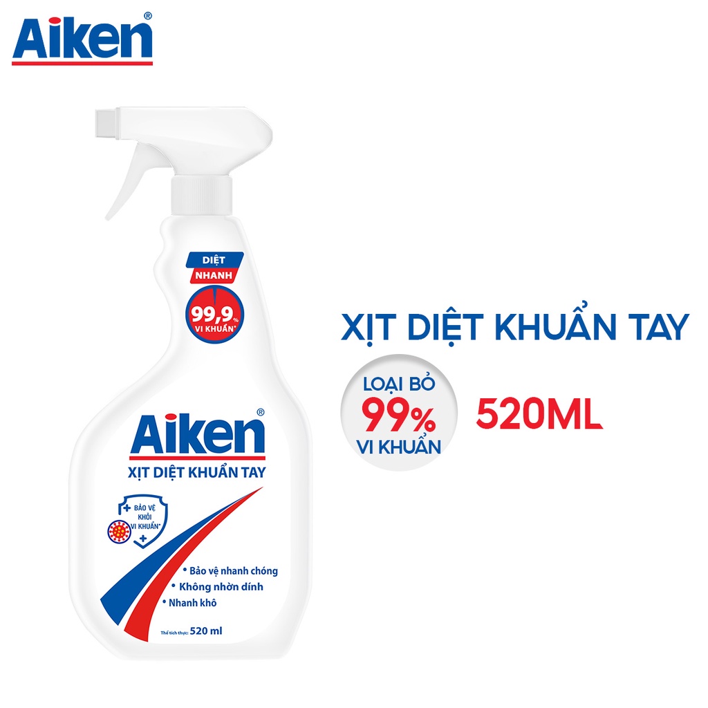 [MỚI] Xịt diệt khuẩn tay Aiken 520ml