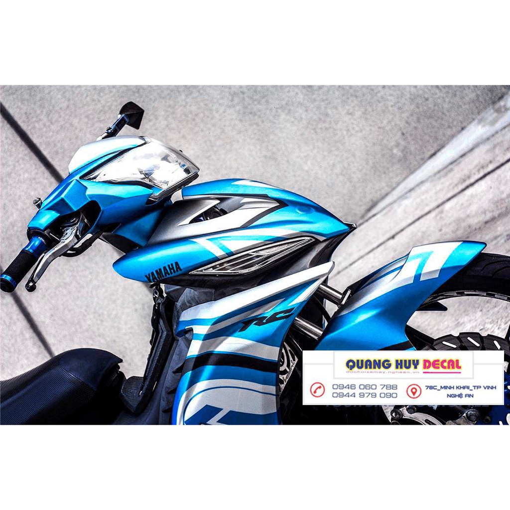 Tem trùm exciter 135 xanh trắng, độ team decal xe ex dán đời 2011-2014