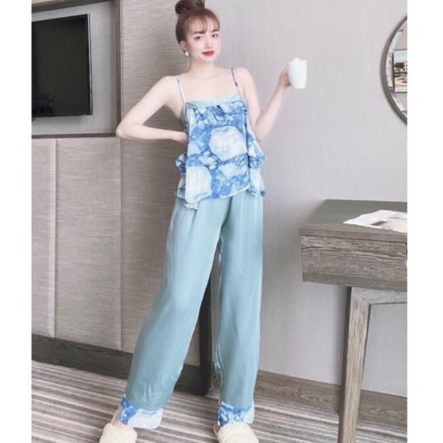 Bộ Đồ Ngủ Nữ Dài SOJUN Vải Chiffon Freesize Dưới 65Kg Đẹp