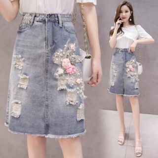 Váy jean đính hoa hàng đẹp