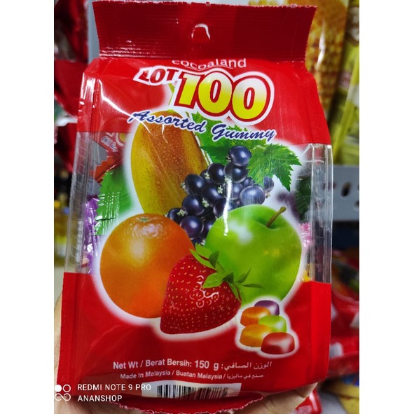 Kẹo hoa quả Lot 100 vị tổng hợp gói 150g (HÀNG NHẬP KHẨU MALAYSIA)