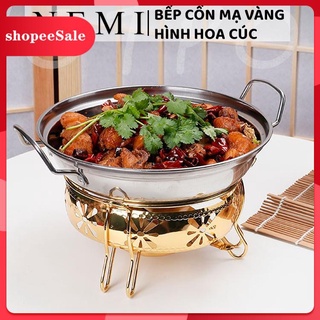 (Hàng Mới Về) Bếp Cồn Inox Mạ Vàng Hình Hoa Cúc Dùng Ăn Lẩu, Ăn Nướng Mang Đi Du Lịch