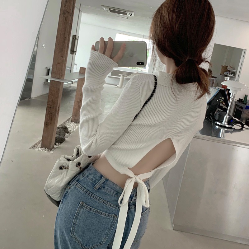 Áo Thun Dệt Kim Ngắn Tay Cổ Chữ V Thời Trang Hàn Quốc Dành Cho Nữ