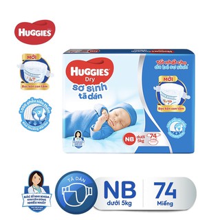 Tã dán sơ sinh Huggies NB74 (dưới 5kg) - Gói 74 miếng