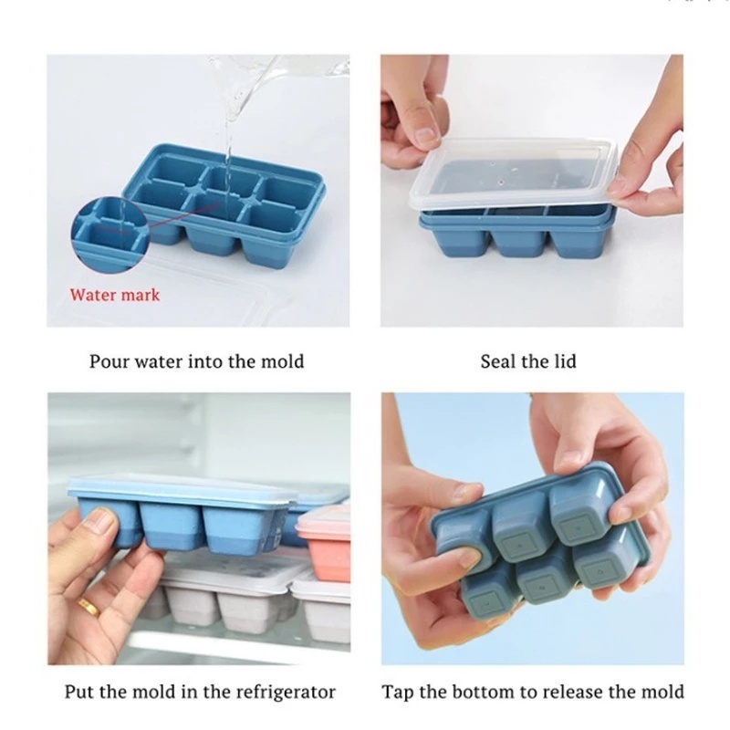 Khuôn silicone làm đá viên hình quả bóng có nắp đậy