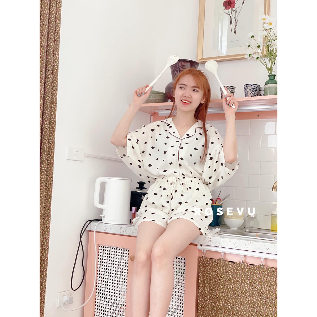 Bộ Pijama cao cấp mã BN666 vải lụa Mango (tặng kèm dây buộc tóc cùng màu) | BigBuy360 - bigbuy360.vn
