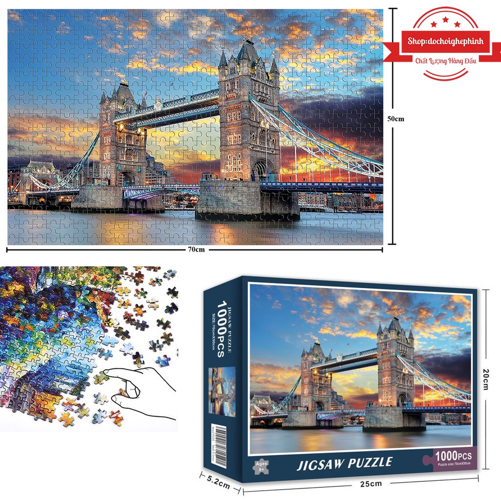 Bộ Tranh Ghép Xếp Hình 1000 Pcs Jigsaw Puzzle (Tranh ghép 70*50cm) Bản Thú Vị Cao Cấp