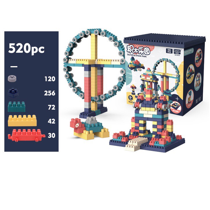 Bộ đồ chơi xếp hình lắp ráp lego 520 chi tiết phát triển trí tuệ sáng tạo cho bé