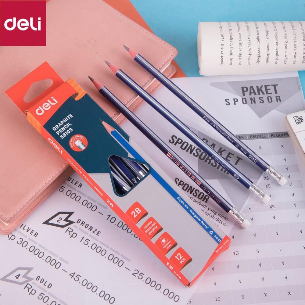 Bút chì 2B Deli Đen - 12 cây/hộp - E58103 [Deli]