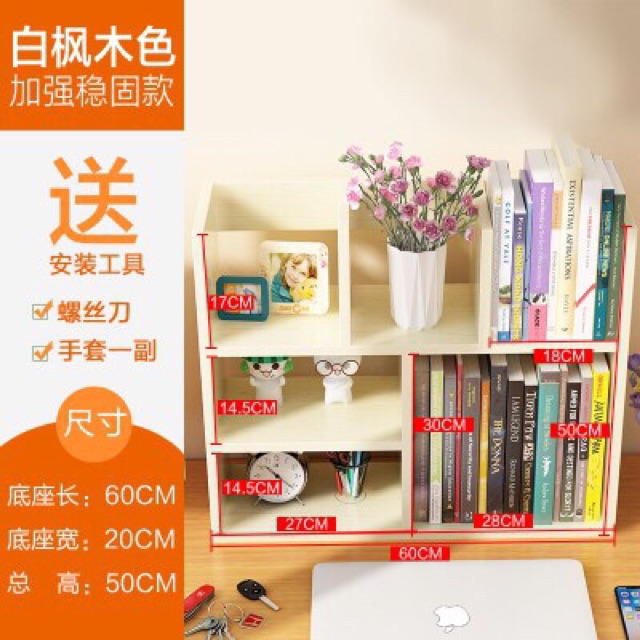 [Hàng dày đẹp] Kệ sách gỗ để bàn tháo lắp [freeship] | BigBuy360 - bigbuy360.vn