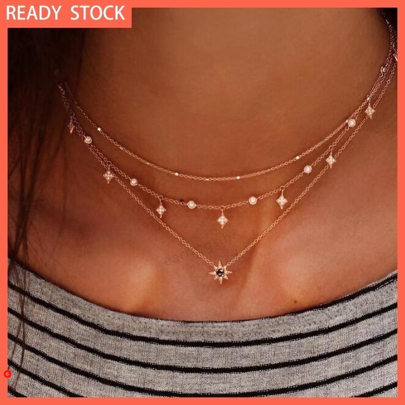 Vòng cổ choker nhiều lớp đính đá thời trang cho nữ