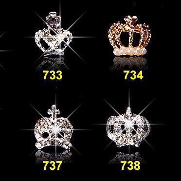 Set 10 hạt đính trang trí móng tay nghệ thuật hình vương miện 3D