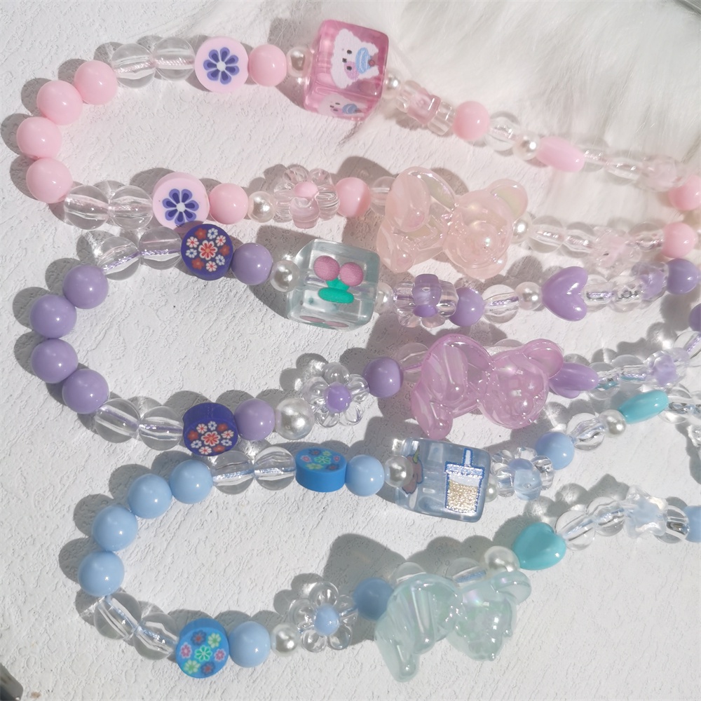 Dây Đeo Điện Thoại Bằng Acrylic Chống Thất Lạc Hình Gấu Dễ Thương Cho Charm L46-1 L46-2 L46-3