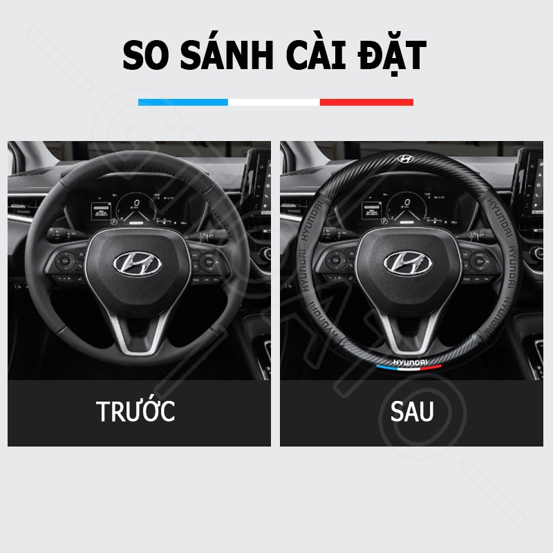 GTIOATO BọC Vô LăNg Da Bọc Vô Lăng BọC Vô LăNg Cacbon Bọc Vô Lăng Ô Tô BọC Vô LăNg Oto Vô LăNg Xe Ô Tô Trang Trí NộI ThấT Ô Tô Phụ KiệN Xe HơI Cho Hyundai Accent Kona I10 I30 I20 Elantra Sonata Tucson SantaFe Creta Veloster NEXO