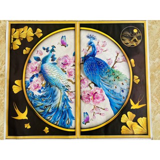 Tranh công 3d, decal dán tường công đôi nổi 3d có keo sẵn khổ 30*60*2