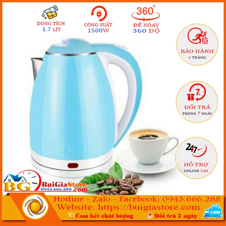 Ấm siêu tốc 2 lớp Kettle ( màu ngẫu nhiên)