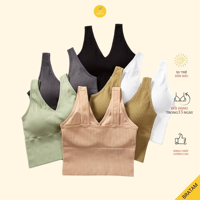 Áo Bra Croptop  Kiểu Tập Gym Yoga Gân Tăm Phối Đồ Cực Chất Tep Venus BRATAM