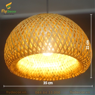 Đèn mây tre, chao đèn tre thả trần, Lồng đèn trang trí tết, Đèn ngủ, đèn cầu thang 2 lớp hình nấm - R