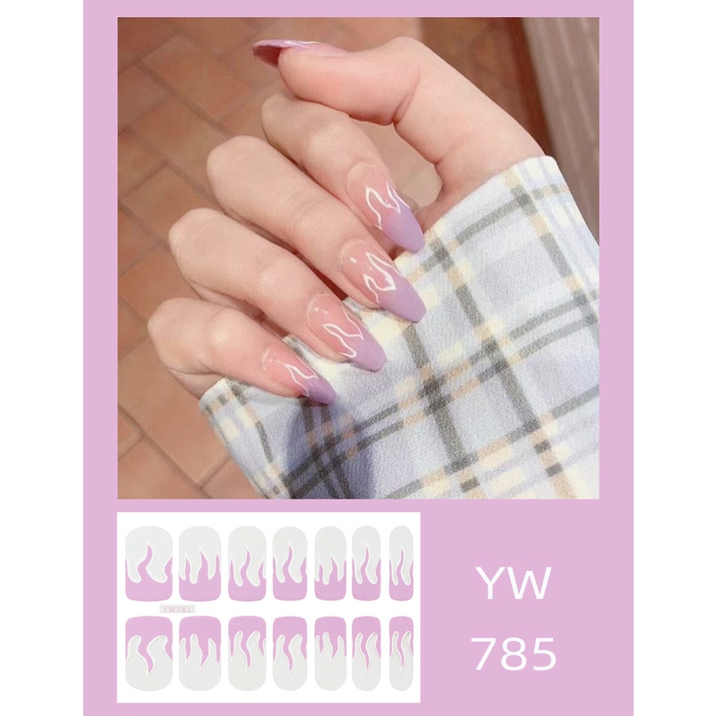 Tờ 14 Miếng Dán Móng Tay Họa Tiết Ngọn Lửa Cá Tính